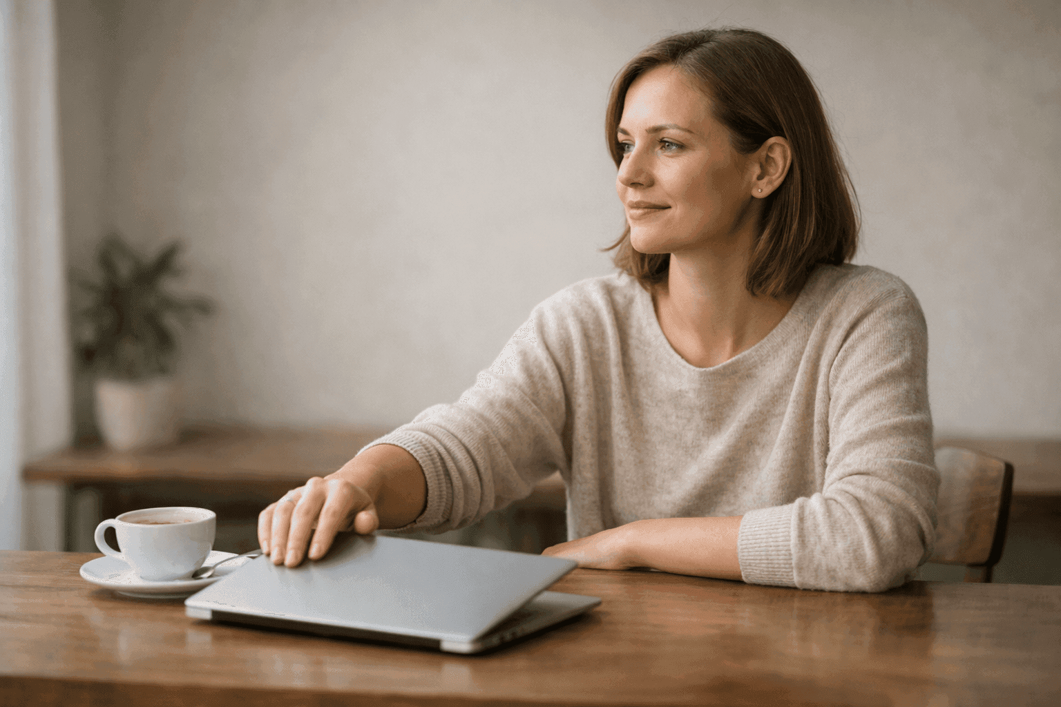 Person calmly setting boundaries by choosing not to respond immediately